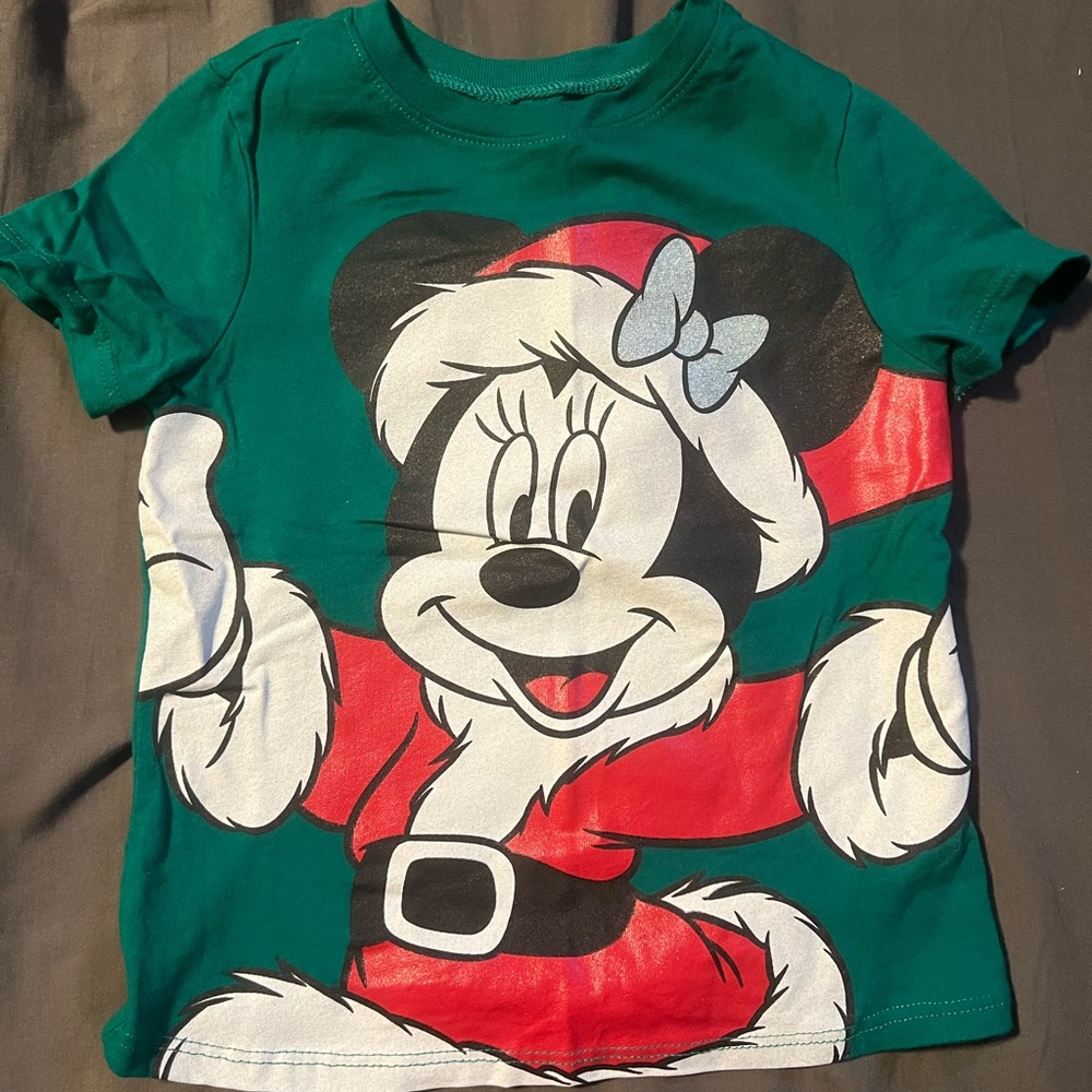 Disney Kids Teal Minnie Mouse Holiday Tee